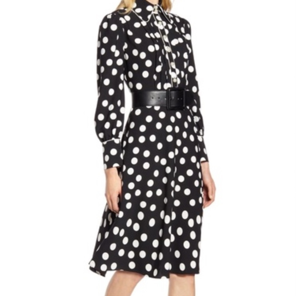 Halogen Black Ivory Polka Dot Dress Size 10